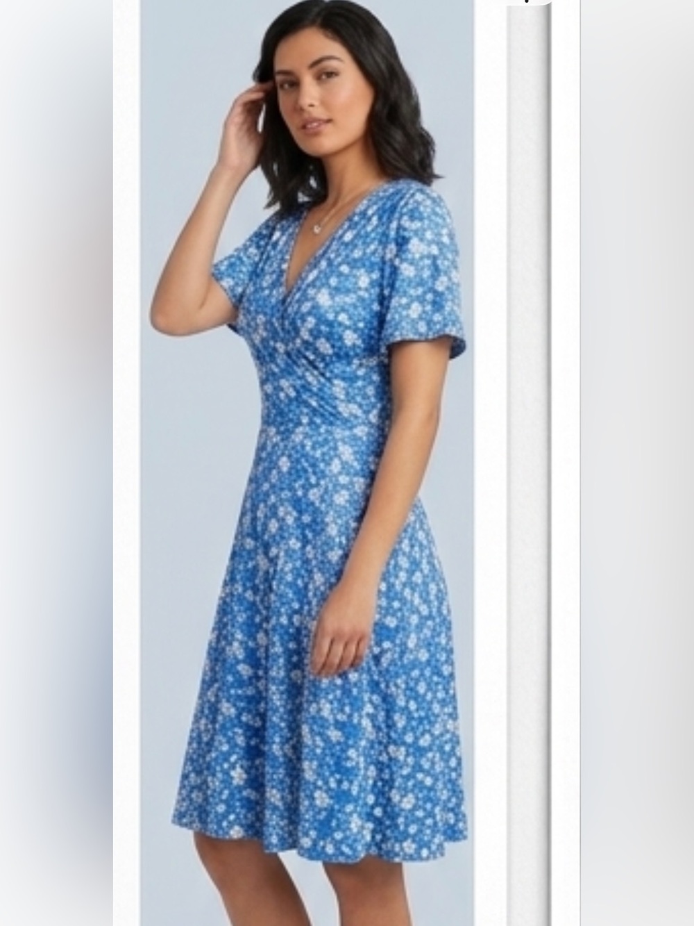 Floral Blue Wrap Dress size S